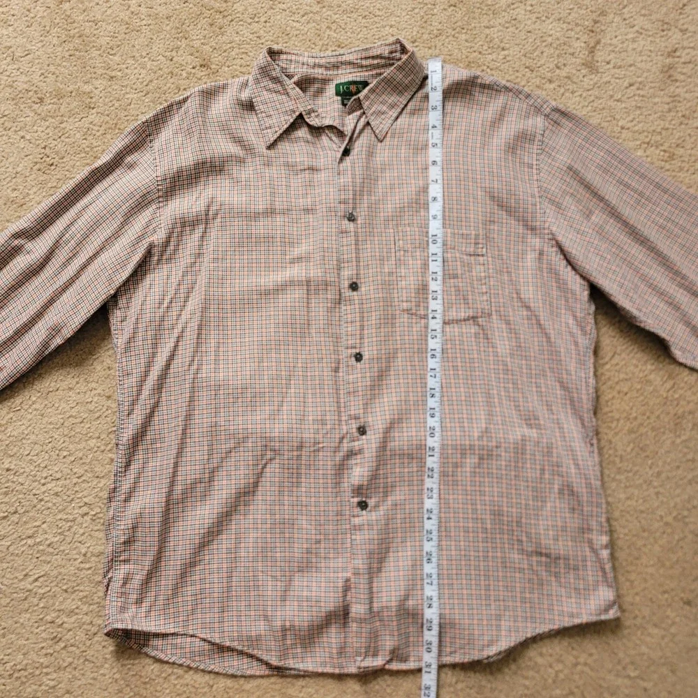 J. Crew Mens XL Button Down Shirt Orange Black Micro‎ Check Cotton Long Sleeve